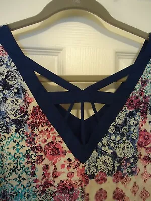 Jennie & Martis Navy/pink A-line Top Back Detail Juliet Sleeves XL • $12