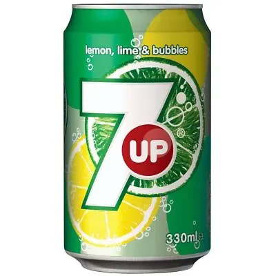 7 Up 24 X 330ml Cans Carbonated Lemonade Lemon & Lime Flavour Soft Drinks • £19.99