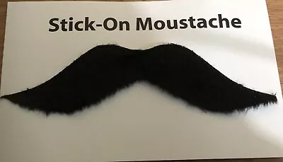 Stick On Black Moustache Fake Tash Facial Hair 70s Fancy Dress Accessory • £3.90