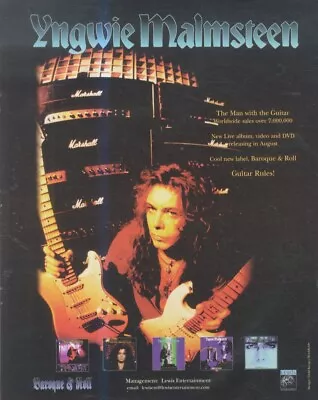 FRAMED PICTURE/ADVERT 13x11 YNGWIE MALMSTEEN : THE MAN WITH THE GUITAR • £26.99