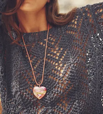 $15.85 • Buy New ZARA Real Leather Necklace+heart Pendant,resin&long Orange Cow Leather Cord