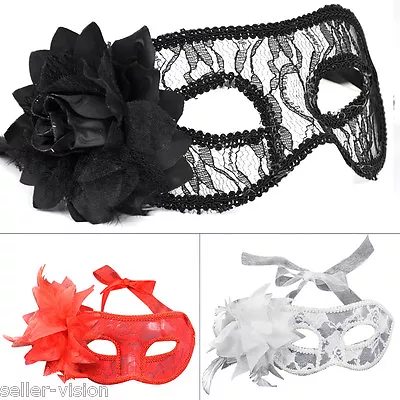 Lace Flower&Feather Venetian Masquerade Ball Carnival Eye Mask Party Fancy Dress • £5.99