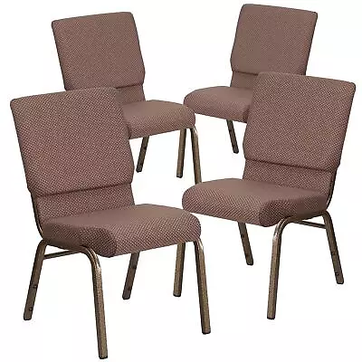 Flash Furniture HERCULES Series Fabric Church Stacking Chair Brown Dot/Gold Vein • $437.74