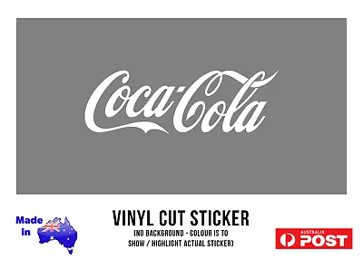 Coca Cola Vinyl Cut Decal Repro White Gloss No Background Coke 175mm FREE POST • $5.95