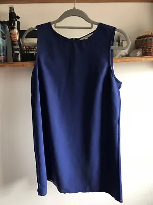 Ladies Ted Baker Sleeveless Top Royal Blue Size 1 Gold Zip At The Back • £6.50