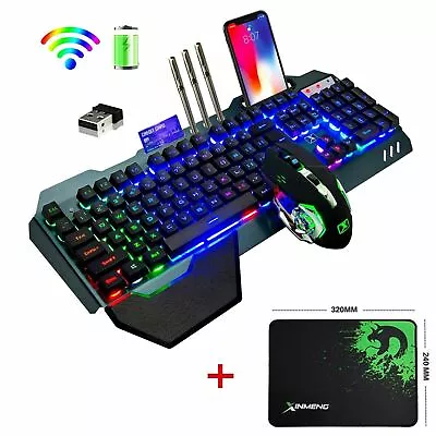 MAMBAANKE 2.4G Wireless Rechargeable Gaming Keyboard&Mouse SET Rainbow Backlit • $69.29