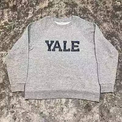 Vintage 70s Yale University Raglan Crewneck Sweatshirt M Heather Grey College • $45