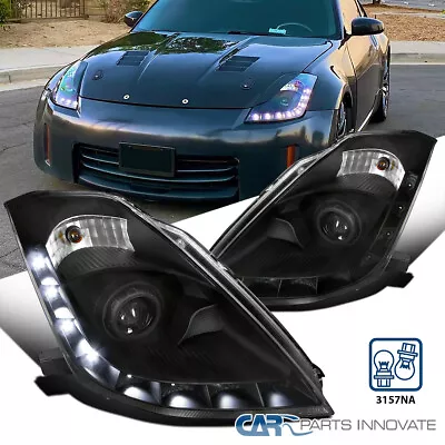 Black Fits 2006-2009 350Z Z33 Fairlady LED HID Type Projector Headlights Lamps • $323.95