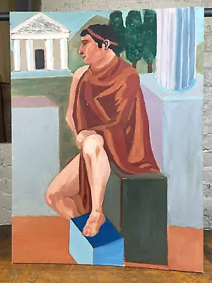 $46 • Buy Vintage Acrylic Painting On Canvas Board ROMAN Or GREEK Portrait, Possible PBN?