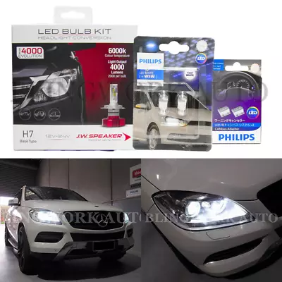 JW Speaker H7 LED Low Beam + Philips T10 Parker Kit For Mercedes Benz W166 ML250 • $229.99