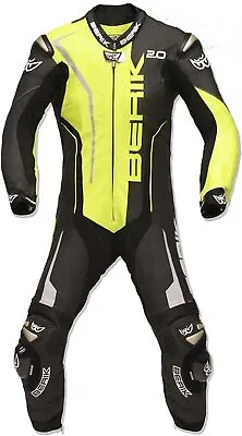 $566.48 • Buy Berik 2.0 Force 1 Piece Leather Motorcycle Race Suit 1pc Black Fluro Yellow 58