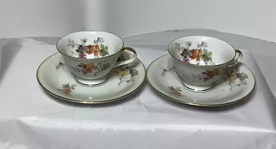 $30 • Buy Lot  2 Chalfonte CPC Porzellan Bavaria Germany Tea Cups Saucer Rose Pattern Gold