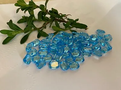 Swarovski #4610/2 Vintage Octagon Rhinestone Unfoiled Aquamarine 8x6mm Pack 12 • £3.50