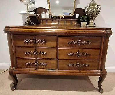 Antique Solid Oak Chest Of Drawers Cupboard Sideboard Dresser • £280