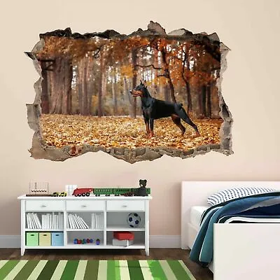 £15.99 • Buy Doberman Pinscher Dog Autumn Trees 3D Wall Sticker Mural Decal Kids Room CS44