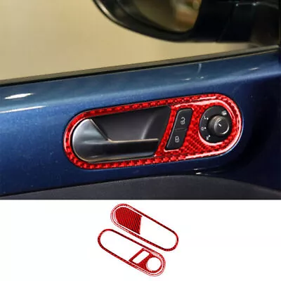 For VW Beetle 12-19 Real Red Carbon Fiber Inner Door Handle Lock Frame Trim • $33.93