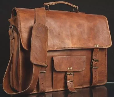 Mens Genuine Vintage Leather Satchel Messenger HandBag Laptop Briefcase Bag • $64.30