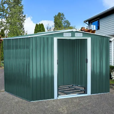 8 FT X 8 FT Store House Shed OUTDOOR SHED Metal With Floor Foundation Apex Roof • £309.99