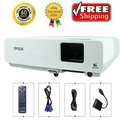 Epson PowerLite 83C 3LCD Projector 2200 Lumens HD 1080i HDMI-adapter W/Remote • $74.80