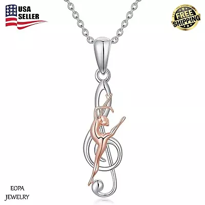 Music Note Dancer Necklace 925 Sterling Silver Music Note Necklace For Women • $110