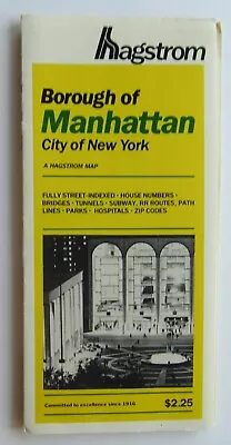 Hagstrom Road Street Map Borough Of Manhattan NYC New York City NY Foldout 1985 • $20.23