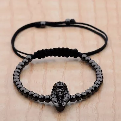 Fashion New Mens Zircon Egyptian Pharaoh Charm Bead Bracelets Macrame Bracelets • $2.84