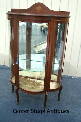 59763 Antique Victorian Inlaid Mahogany Curio China Cabinet • $750