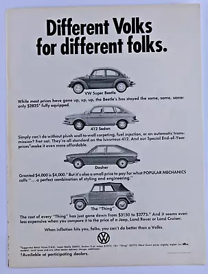 1974 Volkswagen Super Beetle The Thing 412 Sedan Dasher VTG Original Print Ad • $7.96