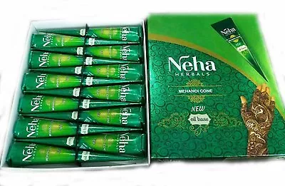 Neha Herbal Instant Dark Red Henna Mehendi Paste Cones Pack Of 12 Temp Tattoo • $18.99