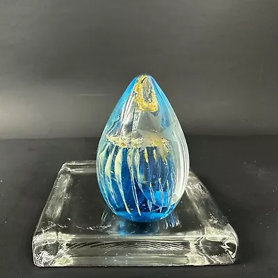 Vintage MDINA Glass Paperweight W/ Etched Maltese Cross • $49.99