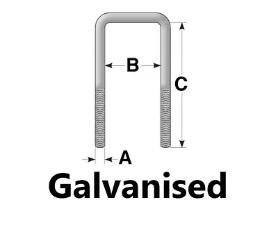 Qty 1 Square U Bolt 1/2  BSW X 50mm ID X 175mm Long Galvanised HDG • $13