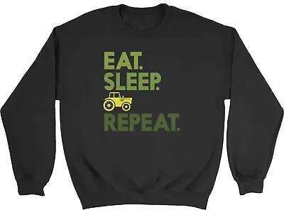 Eat Sleep Farming Kids Sweatshirt Farm Tractor Farmer Harvest Boys Girls Jumper • £12.99