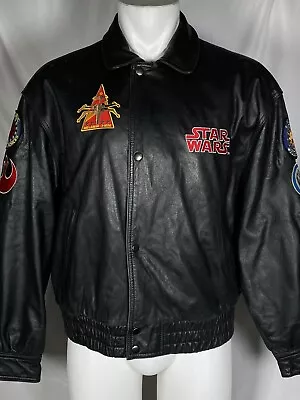 VTG RARE Luis Alvear Star Wars Black Rogue Squadron Leather Jacket Men's LARGE • $999.99