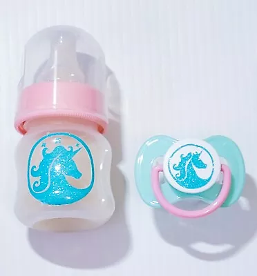 £12.65 • Buy Unicorn Reborn/Silicone Formula Bottle & Matching Pacifier Set! 