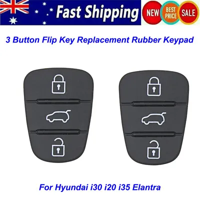 $6.93 • Buy 2PCS For Hyundai I30 I20 Elantra 3 Button Flip Key Replacement Remote Rubber Pad