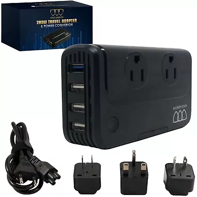 Universal Travel Adapter 220V To 110V Voltage Converter With 4-Port USB • $20.99