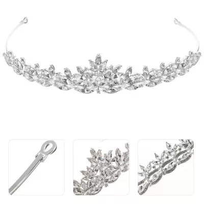 Crystal Wedding Crown Queen Tiara Rhinestone Headband For Women (White)-SK • £10.85