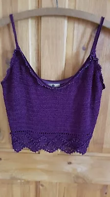 Maria Grachvogel Crochet + Beaded Top Armpit To Armpit 16  Approx Deep Purple  • £8