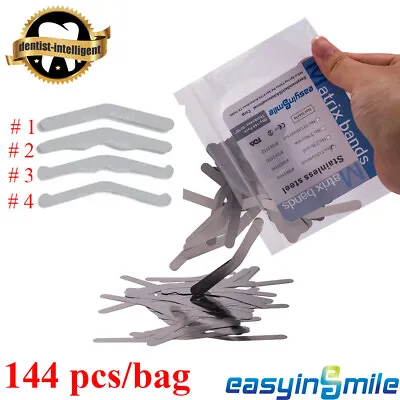 EASYINSMILE 144Pcs Dental Tofflemire Stainless Steel Matrix Bands .0015＂4 Types • $14.03