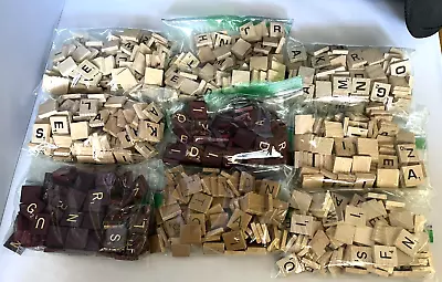 Scrabble Lot Of 900 Wooden Letter Tiles Vintage & Contemporary Maroon Brown • $49.98