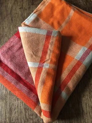 Checked 1970s Orange Lightweight Blanket/Throw Vw Campervan Car Picnic 64 X 50” • £12