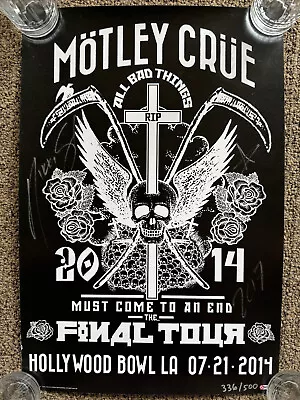Nikki Sixx SIGNED Motley Crue Hollywood Bowl Final Tour Poster #336/500 - RARE • $249.99