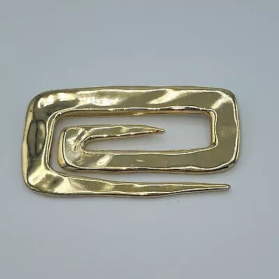 M Jent Brooch Greek Key Goldtone Large Abstract Design Vintage • $17