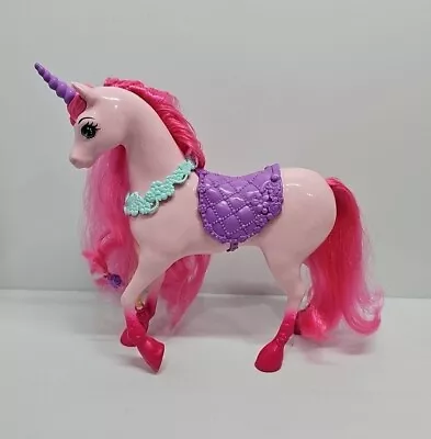 Barbie Dreamtopia Pink Unicorn Horse W/Pink Mane + Saddle - Mattel 2015 • $19.95