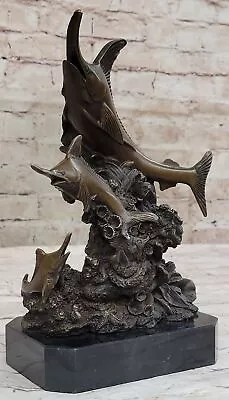 Bronze-Metal Brown Patina Sculpture Sport Fishing Trophies And Awards Gift Sale • $139.65