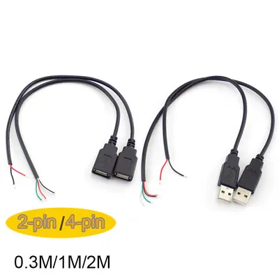 2/4 Pin USB 2.0 A Type Male/Female Data Charge Cable Connector 0.3/1/2M DIY Wire • $1.49