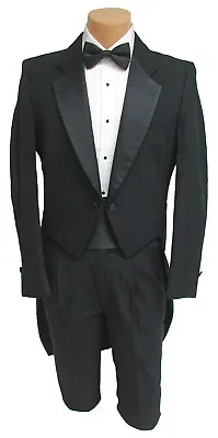 Men's Vintage Raffinati Black Striped Tuxedo Tailcoat With Pants Size 40S 34W • $49.99
