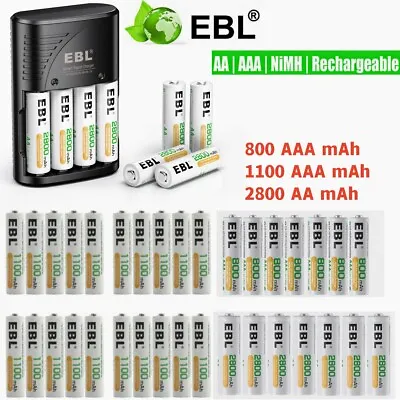 Lot AA AAA Rechargeable Batteries 2800mah 1100mAh 800mAh W/ AC Charger • $11.99