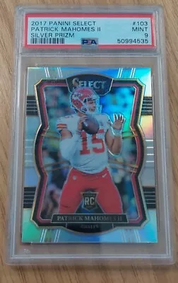 2017 Panini Select - Patrick Mahomes - Silver Prizm - Rookie - PSA Mint 9 • £102