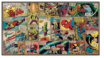 Marvel Classics Comic Panel Mural Large Room Spider-man Thor Hulk 10.5' X 6'   • $215.95